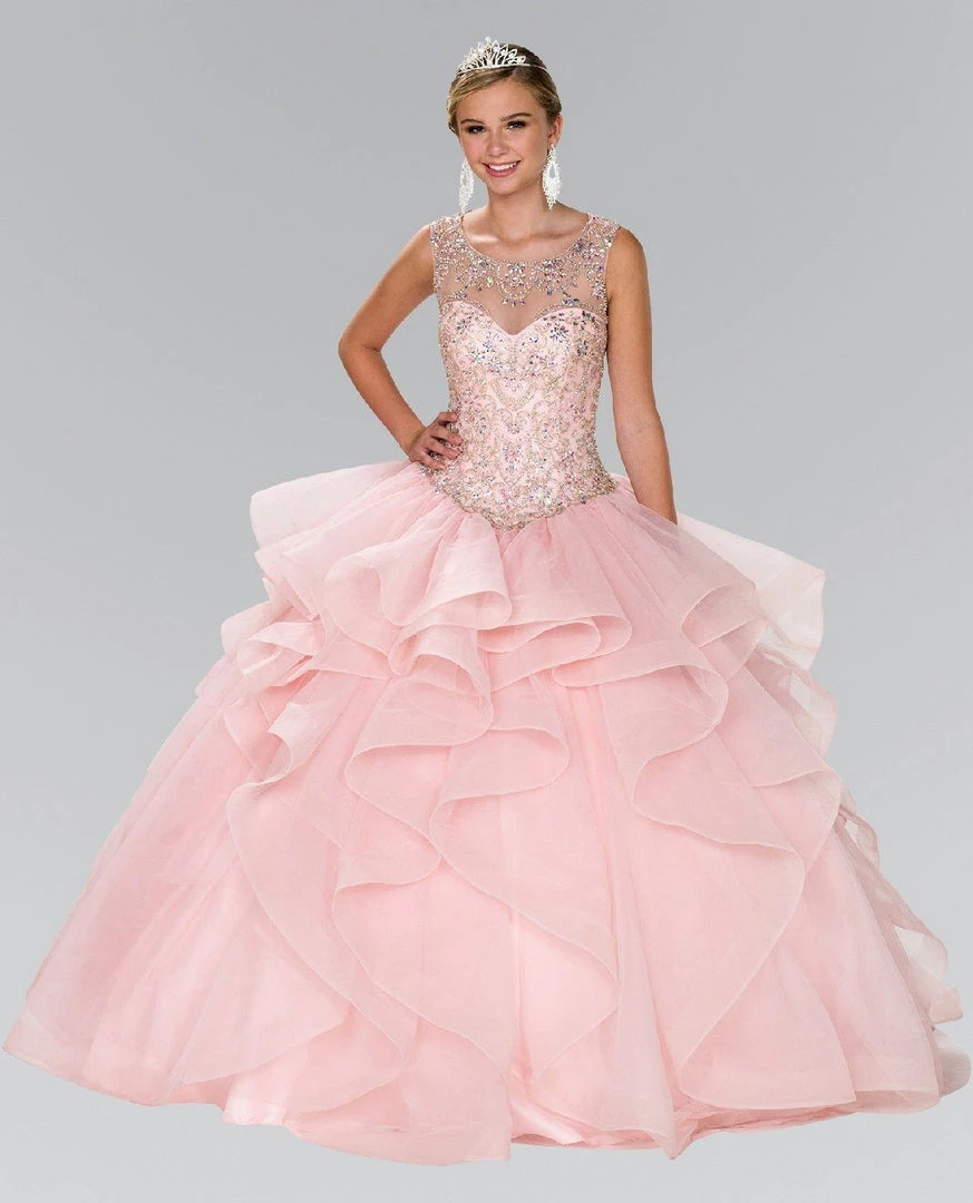 Beaded Illusion Ballgown With Bolero By Elizabeth K GL2378 7 Beaded Illusion Ballgown With Bolero By Elizabeth K GL2378
