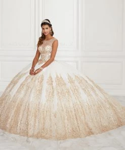 QuinceaƱera Beaded Illusion Glitter Quinceanera Dress By House Of Wu 26941