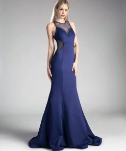 Beaded Illusion Mermaid Dress By Cinderella Divine CE0005 Prom