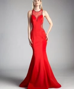 Beaded Illusion Mermaid Dress By Cinderella Divine CE0005 Prom