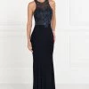 Prom Beaded Illusion Navy Mermaid Dress By Elizabeth K GL1507