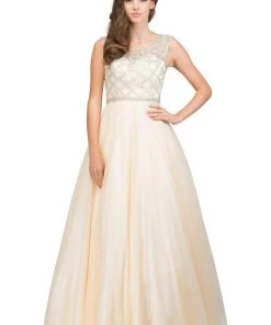 Starbox Beaded Illusion Sleeveless Ball Gown With Open Back Cut Out By Star Box 17319 Prom