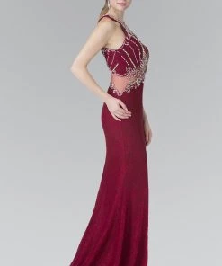 Beaded Lace Halter Dress With Illusion Waistline By Elizabeth K GL2275 Prom 9 Beaded Lace Halter Dress With Illusion Waistline By Elizabeth K GL2275 Prom