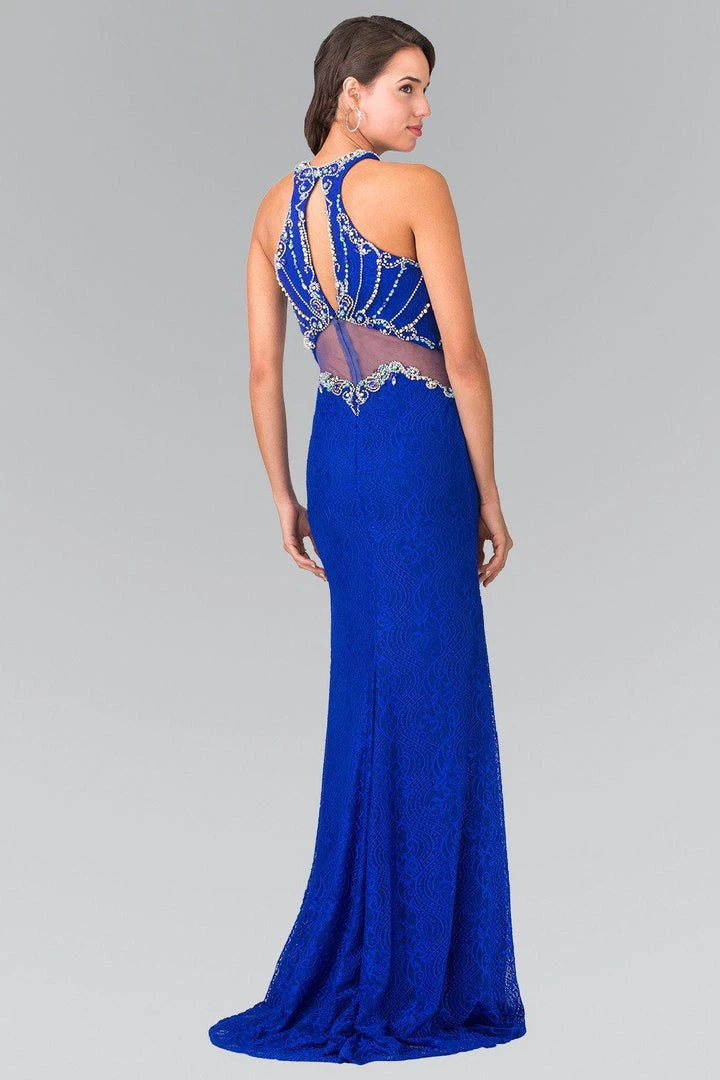 Beaded Lace Halter Dress With Illusion Waistline By Elizabeth K GL2275 Prom 5 Beaded Lace Halter Dress With Illusion Waistline By Elizabeth K GL2275 Prom