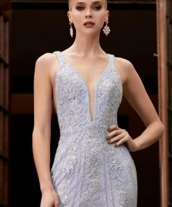 Beaded Lace Mermaid Gown By Cinderella Divine CD981 Prom