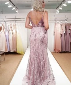 Prom Beaded Lace Mermaid V-Neck Dress By Nox Anabel Y409