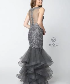 Beaded Lace Ruffled Mermaid Dress By Nox Anabel A059 15 Beaded Lace Ruffled Mermaid Dress By Nox Anabel A059