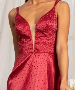 Beaded Lace-Up Satin Gown By Elizabeth K GL3039