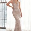 Prom Beaded Lace V-Neck Fitted Gown By Cinderella Divine HT074