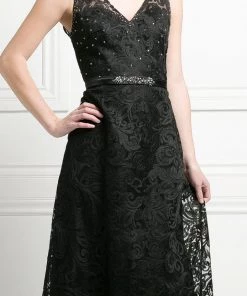 Prom Beaded Lace V-Neck Sheath Dress By Cinderella Divine 1420
