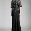 Beaded Black Mid-Sleeve Gown By Cinderella Divine CZ0013