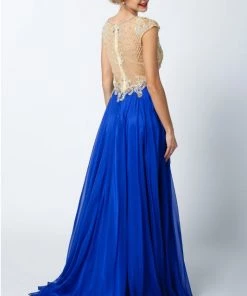 Prom Beaded Long Cap Sleeve Dress By Juliet 636