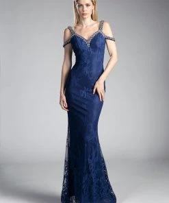 Prom Long Cold Shoulder Lace Dress By Cinderella Divine 13112A