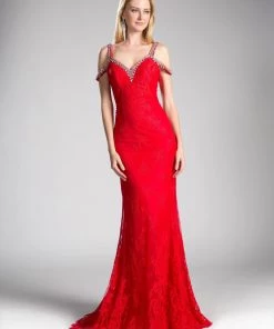 Prom Long Cold Shoulder Lace Dress By Cinderella Divine 13112A