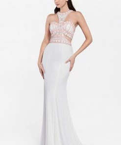 Prom Beaded Long Fitted Halter Dress By Cinderella Divine PC901