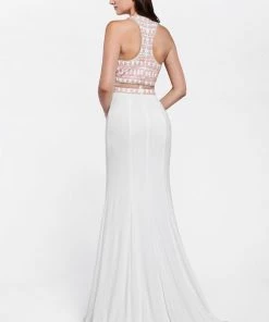 Prom Beaded Long Fitted Halter Dress By Cinderella Divine PC901