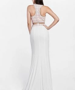 Prom Beaded Long Fitted Halter Dress By Cinderella Divine PC901