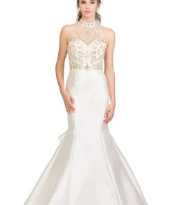 Starbox Prom Beaded Long Halter Mermaid Dress With Ruffled Back By Star Box 17301