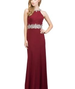 Starbox Beaded Long High Neck Dress With Back Cut Out By Star Box 17413