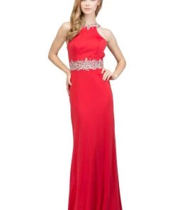 Starbox Beaded Long High Neck Dress With Back Cut Out By Star Box 17413