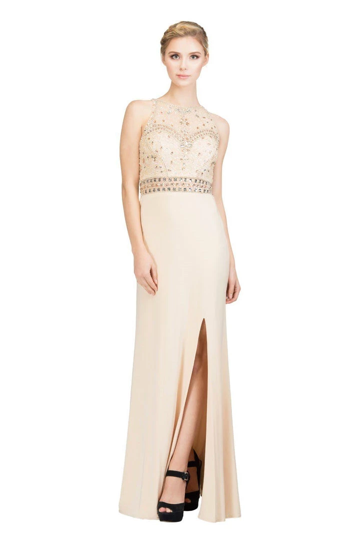 Starbox Prom Beaded Long High Neck Dress With Side Slit By Star Box 6191 5 Starbox Prom Beaded Long High Neck Dress With Side Slit By Star Box 6191