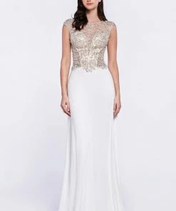 Beaded Long Illusion Dress By Cinderella Divine 8907