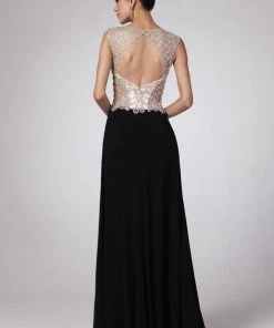 Beaded Long Illusion Dress By Cinderella Divine 8907