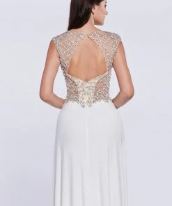 Beaded Long Illusion Dress By Cinderella Divine 8907