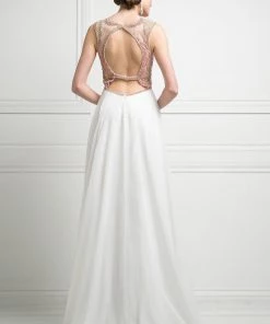 Beaded Long Illusion Dress By Cinderella Divine CK15