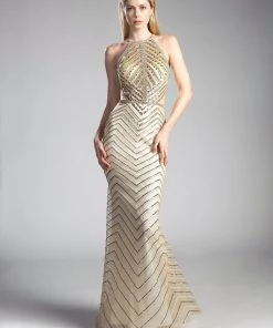 Beaded Sleeveless Mermaid Dress By Cinderella Divine CZ0010