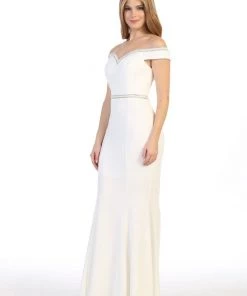 Beaded Long Off Shoulder Mermaid Dress By Celavie 6348L