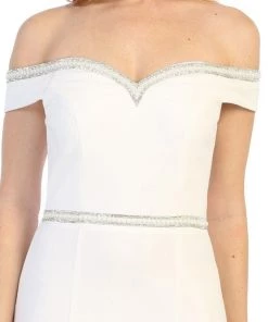 Beaded Long Off Shoulder Mermaid Dress By Celavie 6348L