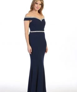 Beaded Long Off Shoulder Mermaid Dress By Celavie 6348L