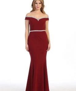 Beaded Long Off Shoulder Mermaid Dress By Celavie 6348L