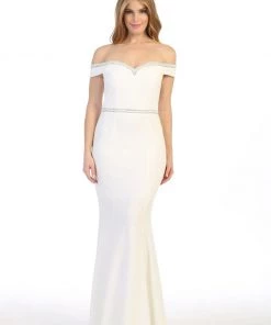 Beaded Long Off Shoulder Mermaid Dress By Celavie 6348L