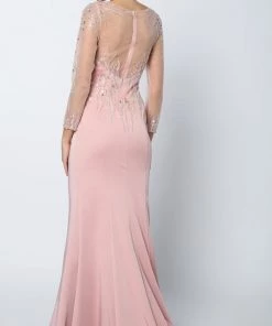 Beaded Long Sleeve Formal Gown With Train By Juliet 646