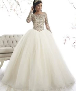 Beaded Long Sleeved Quinceanera Dress By House Of Wu 26875