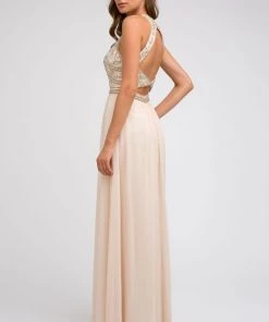 Prom Beaded Long Sleeveless Chiffon Dress By Juliet 609