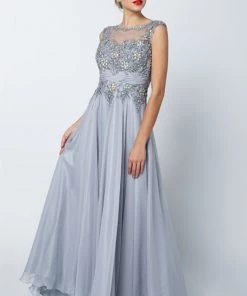 Beaded Long Sleeveless Dress By Juliet 552