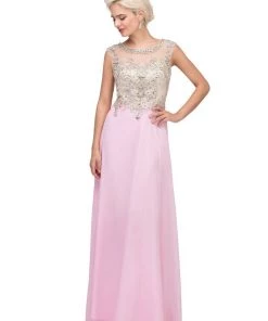 Starbox Beaded Long Sleeveless Dress With Sheer Back By Star Box 6098 Prom
