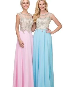 Starbox Beaded Long Sleeveless Dress With Sheer Back By Star Box 6098 Prom