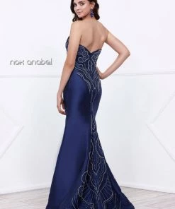 Beaded Long Strapless Mermaid Dress By Nox Anabel 8257