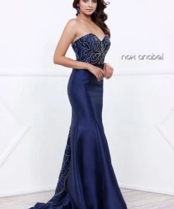 Beaded Long Strapless Mermaid Dress By Nox Anabel 8257