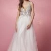 Prom Beaded Long V-Neck Tulle Dress By Nox Anabel R283