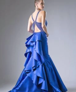 Ruffled Sleeveless Mermaid Dress By Cinderella Divine 62334