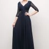 Beaded Mid-Sleeve Chiffon Gown By Cinderella Divine CR785 Prom