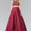 Beaded Mock Two-Piece Dress With Sheer Waistline By Elizabeth K GL2250 Prom