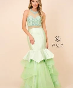 Beaded Mock Two-Piece Mermaid Dress By Nox Anabel 8332