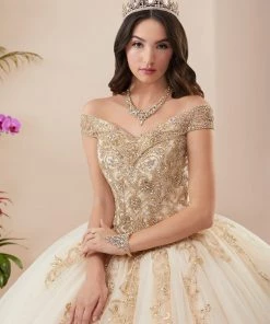 House Of Wu Fiesta Gowns Beaded Off Shoulder Quinceanera Dress By Fiesta Gowns 56407
