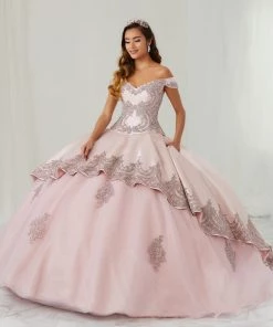 LA Glitter By House Of Wu Beaded Off Shoulder Quinceanera Dress By LA Glitter 24086 Quinceañera